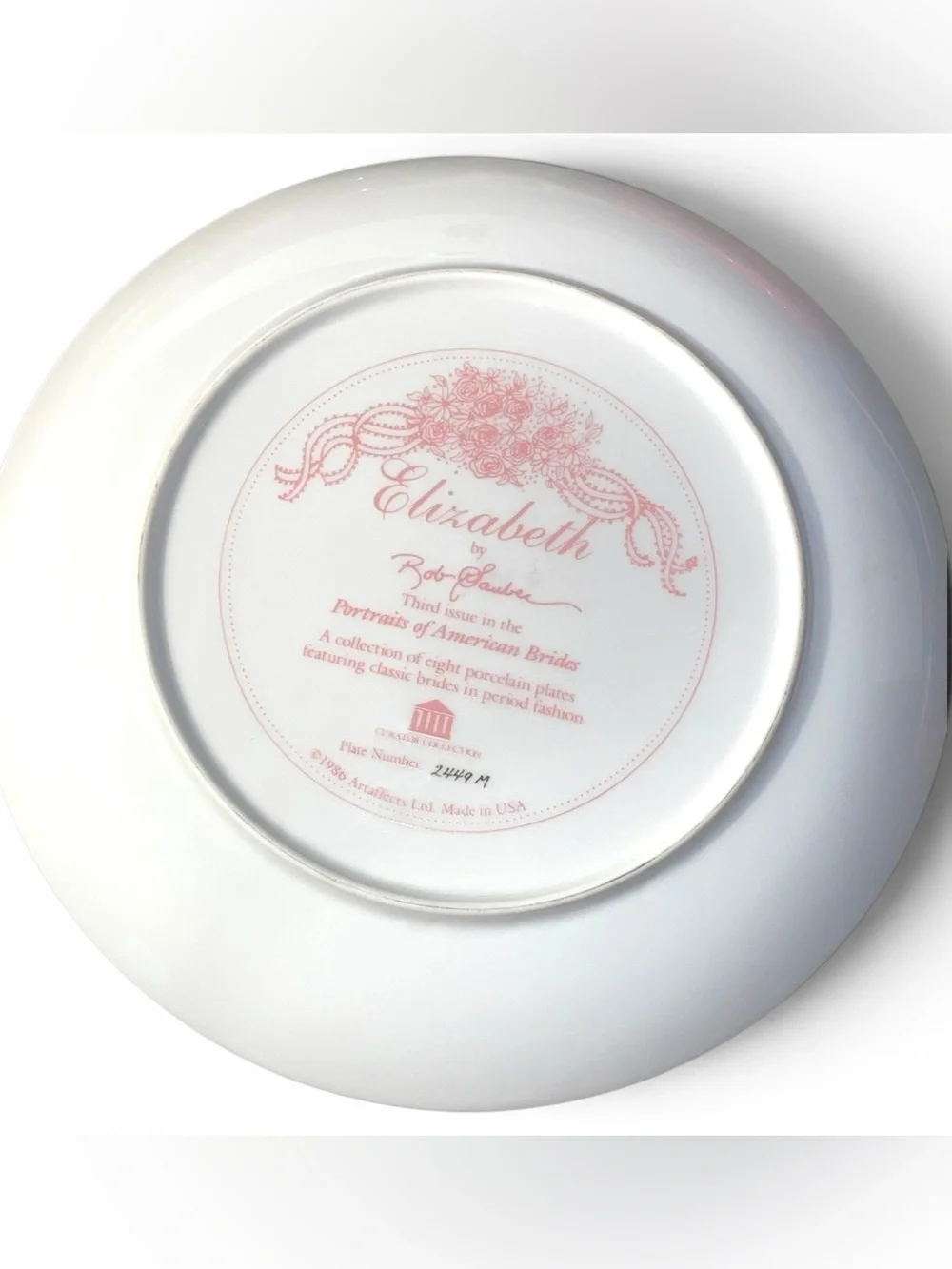 Elizabeth Bob Guge Collectible Bridal Plate #2449M Vintage 1986